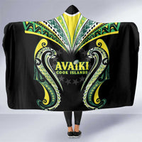Rugby Cook Islands Avaiki Hooded Blanket Black Kuki Airani Tribal Maori Inspired LT9 One Size Black - Polynesian Pride
