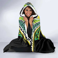 Rugby Cook Islands Avaiki Hooded Blanket Black Kuki Airani Tribal Maori Inspired LT9 - Polynesian Pride