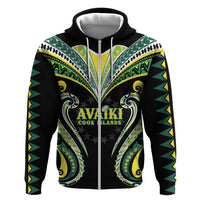 Custom Rugby Cook Islands Avaiki Hoodie Black Kuki Airani Tribal Maori Inspired LT9 Zip Hoodie Black - Polynesian Pride
