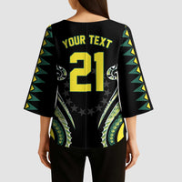 Custom Rugby Cook Islands Avaiki Kimono Sleeve Blouse Black Kuki Airani Tribal Maori Inspired - Polynesian Pride