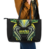 Rugby Cook Islands Avaiki Leather Tote Bag Black Kuki Airani Tribal Maori Inspired LT9 - Polynesian Pride