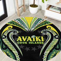 Rugby Cook Islands Avaiki Round Carpet Black Kuki Airani Tribal Maori Inspired LT9 Black - Polynesian Pride
