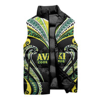 Custom Rugby Cook Islands Avaiki Sleeveless Puffer Jacket Black Kuki Airani Tribal Maori Inspired LT9 - Polynesian Pride