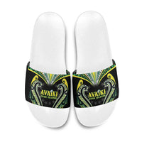 Rugby Cook Islands Avaiki Slide Sandals Black Kuki Airani Tribal Maori Inspired LT9 Black - Polynesian Pride