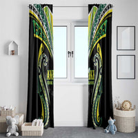 Rugby Cook Islands Avaiki Window Curtain Black Kuki Airani Tribal Maori Inspired - Polynesian Pride