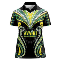 Custom Rugby Cook Islands Avaiki Women Polo Shirt Black Kuki Airani Tribal Maori Inspired - Polynesian Pride