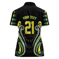 Custom Rugby Cook Islands Avaiki Women Polo Shirt Black Kuki Airani Tribal Maori Inspired - Polynesian Pride