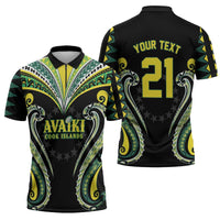 Custom Rugby Cook Islands Avaiki Zipper Polo Shirt Black Kuki Airani Tribal Maori Inspired - Polynesian Pride