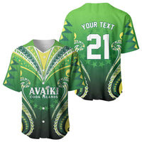 Custom Rugby Cook Islands Avaiki Baseball Jersey Green Kuki Airani Tribal Maori Inspired - Polynesian Pride