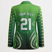 Custom Rugby Cook Islands Avaiki Blazer Green Kuki Airani Tribal Maori Inspired - Polynesian Pride
