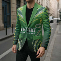 Custom Rugby Cook Islands Avaiki Blazer Green Kuki Airani Tribal Maori Inspired - Polynesian Pride