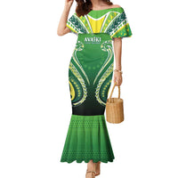 Custom Rugby Cook Islands Avaiki Family Matching Mermaid Dress and Hawaiian Shirt Green Kuki Airani Tribal Maori Inspired LT9 Mom's Dress Green - Polynesian Pride