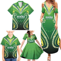 Custom Rugby Cook Islands Avaiki Family Matching Summer Maxi Dress and Hawaiian Shirt Green Kuki Airani Tribal Maori Inspired - Polynesian Pride