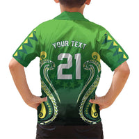 Custom Rugby Cook Islands Avaiki Family Matching Tank Maxi Dress and Hawaiian Shirt Green Kuki Airani Tribal Maori Inspired LT9 - Polynesian Pride