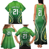 Custom Rugby Cook Islands Avaiki Family Matching Tank Maxi Dress and Hawaiian Shirt Green Kuki Airani Tribal Maori Inspired - Polynesian Pride
