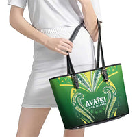 Rugby Cook Islands Avaiki Leather Tote Bag Green Kuki Airani Tribal Maori Inspired LT9 - Polynesian Pride