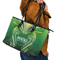 Rugby Cook Islands Avaiki Leather Tote Bag Green Kuki Airani Tribal Maori Inspired LT9 - Polynesian Pride