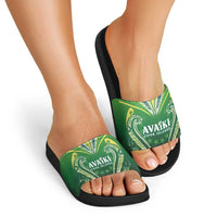 Rugby Cook Islands Avaiki Slide Sandals Green Kuki Airani Tribal Maori Inspired LT9 - Polynesian Pride