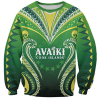 Custom Rugby Cook Islands Avaiki Sweatshirt Green Kuki Airani Tribal Maori Inspired - Polynesian Pride