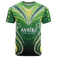 Custom Rugby Cook Islands Avaiki T Shirt Green Kuki Airani Tribal Maori Inspired LT9 Green - Polynesian Pride