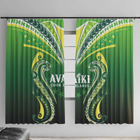 Rugby Cook Islands Avaiki Window Curtain Green Kuki Airani Tribal Maori Inspired LT9 With Hooks Green - Polynesian Pride