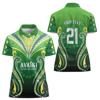 Custom Rugby Cook Islands Avaiki Women Polo Shirt Green Kuki Airani Tribal Maori Inspired - Polynesian Pride
