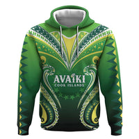 Custom Rugby Cook Islands Avaiki Zip Hoodie Green Kuki Airani Tribal Maori Inspired LT9 Pullover Hoodie Green - Polynesian Pride