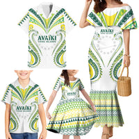 Custom Rugby Cook Islands Avaiki Family Matching Mermaid Dress and Hawaiian Shirt White Kuki Airani Tribal Maori Inspired - Polynesian Pride
