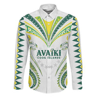 Custom Rugby Cook Islands Avaiki Family Matching Off The Shoulder Long Sleeve Dress and Hawaiian Shirt White Kuki Airani Tribal Maori Inspired LT9 Dad's Shirt - Long Sleeve White - Polynesian Pride