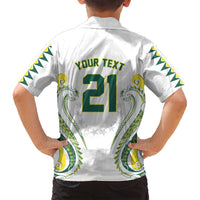 Custom Rugby Cook Islands Avaiki Family Matching Off Shoulder Short Dress and Hawaiian Shirt White Kuki Airani Tribal Maori Inspired LT9 - Polynesian Pride