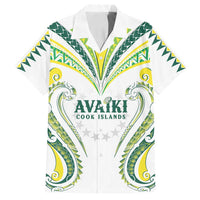 Custom Rugby Cook Islands Avaiki Family Matching Off Shoulder Short Dress and Hawaiian Shirt White Kuki Airani Tribal Maori Inspired LT9 Dad's Shirt - Short Sleeve White - Polynesian Pride