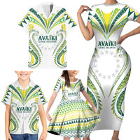 Custom Rugby Cook Islands Avaiki Family Matching Short Sleeve Bodycon Dress and Hawaiian Shirt White Kuki Airani Tribal Maori Inspired LT9 - Polynesian Pride
