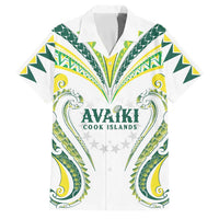 Custom Rugby Cook Islands Avaiki Family Matching Short Sleeve Bodycon Dress and Hawaiian Shirt White Kuki Airani Tribal Maori Inspired LT9 Dad's Shirt - Short Sleeve White - Polynesian Pride