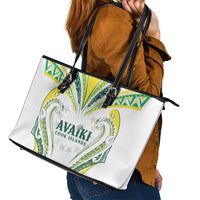 Rugby Cook Islands Avaiki Leather Tote Bag White Kuki Airani Tribal Maori Inspired LT9 - Polynesian Pride