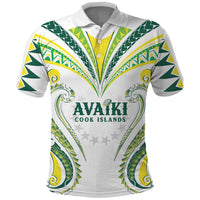 Custom Rugby Cook Islands Avaiki Polo Shirt White Kuki Airani Tribal Maori Inspired LT9 White - Polynesian Pride