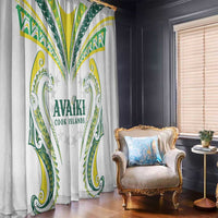 Rugby Cook Islands Avaiki Window Curtain White Kuki Airani Tribal Maori Inspired - Polynesian Pride