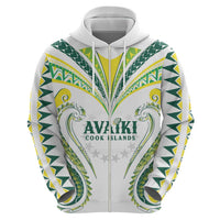 Custom Rugby Cook Islands Avaiki Zip Hoodie White Kuki Airani Tribal Maori Inspired LT9 - Polynesian Pride