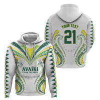 Custom Rugby Cook Islands Avaiki Zip Hoodie White Kuki Airani Tribal Maori Inspired LT9 - Polynesian Pride