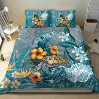 Sea Turtle In The Ocean Bedding Set with Polynesian Pattern Arty Style