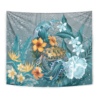 Sea Turtle In The Ocean Tapestry with Polynesian Pattern Arty Style