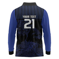Custom Oceania Football NZ Auckland Long Sleeve Polo Shirt Minimal City Map Style LT9 - Polynesian Pride