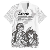 Aroha Maori Language Family Matching Puletasi and Hawaiian Shirt Te Reo Maori Inspired Art LT9 Dad's Shirt - Short Sleeve white - Polynesian Pride