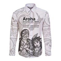 Aroha Maori Language Long Sleeve Button Shirt Te Reo Maori Inspired Art