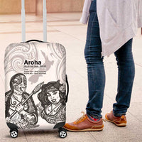 Aroha Maori Language Luggage Cover Te Reo Maori Inspired Art LT9 white - Polynesian Pride