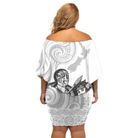 Aroha Maori Language Off Shoulder Short Dress Te Reo Maori Inspired Art