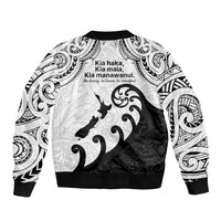 Kia Haka Maori language Sleeve Zip Bomber Jacket Te Reo Maori Inspired Art