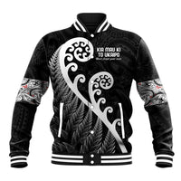 Kia Mau Ki To Ukaipo Baseball Jacket Te Reo Maori Koru Fern Art