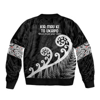 Kia Mau Ki To Ukaipo Bomber Jacket Te Reo Maori Koru Fern Art