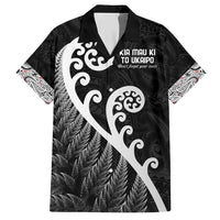 Kia Mau Ki To Ukaipo Family Matching Short Sleeve Bodycon Dress and Hawaiian Shirt Te Reo Maori Koru Fern Art LT9 Dad's Shirt - Short Sleeve Black - Polynesian Pride