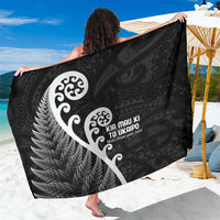 Kia Mau Ki To Ukaipo Sarong Te Reo Maori Koru Fern Art LT9 One Size 44 x 66 inches Black - Polynesian Pride